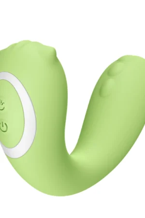 Light green Little Monster wearable dual-stimulation massager on white background