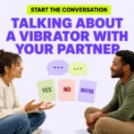 Editorial cover showing two fully clothed adults talking beside speech bubbles and Yes, No, and Maybe cards on a lavender background.