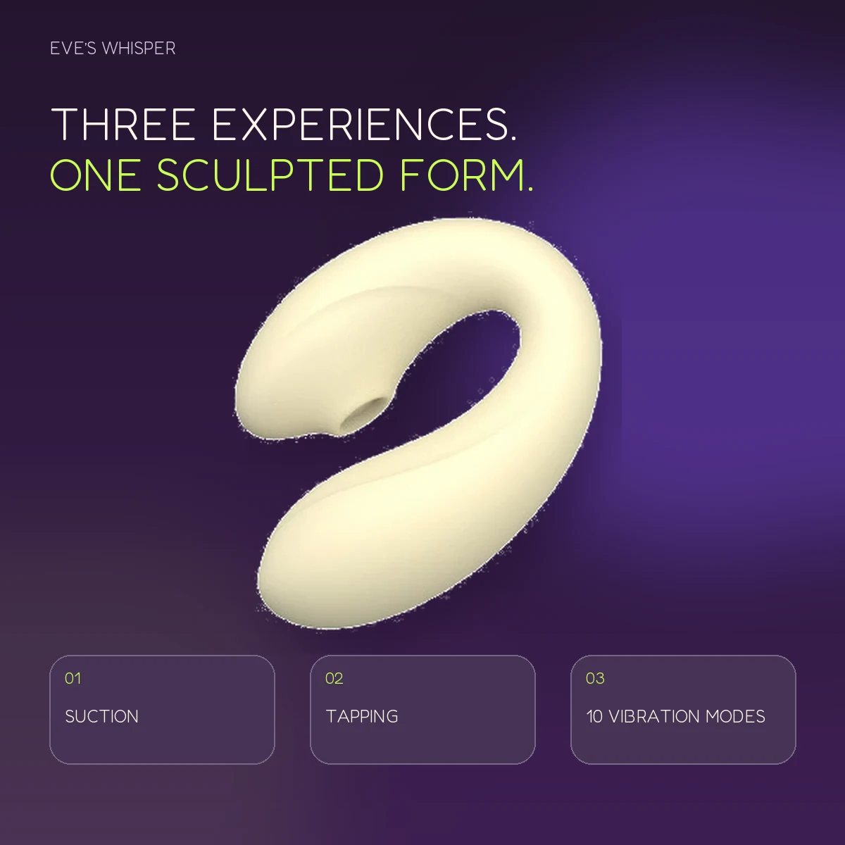Halo Kiss product detail graphic for suction, tapping and 10 vibration modes