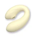 Pale yellow Halo Kiss wearable suction vibrator on a white background