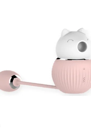 Pink Kitty Duo clitoral suction and egg vibrator on a white background